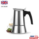 Stainless Steel Espresso Maker - Induction & Gas Stove Compatible 6 Cups