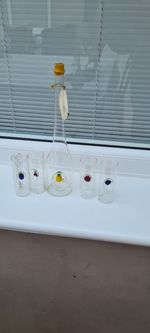 Vintage Mini Fruit Decanter Bottle & Fruit Glasses,  Wine, Gin,