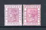 (903)     Gold Coast QV 1884-91 (Wmk CA) 4d. Both Listed Shades SG16-16a M/Mint