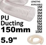 Heavy Duty 150mm 5.9 PU Flexible Ducting Hose Ventilation Fume Dust 50% Thicker