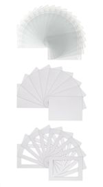 Pack of 20 Picture Mount Kits A4 Mounts, Backs, Bags - White