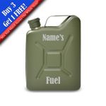 Personalised Engraved Green Jerry Can Hip Flask with Fuel Design
