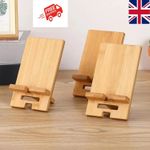 Bamboo Phone Stand Wooden Desktop Mobile Holder Foldable Tablet Desk Stand UK