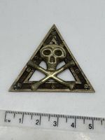 Vintage Skull Crossbones Triangle Metal Emblem Masonic Style 5cm