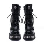 New Rock Boots Punk Unisex Metallic Black Leather Platform Biker Boots