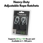 Grow Bitz Rope Ratchet Hangers Adjustable Heavy Duty 68kg Pair | Grow Light Kit