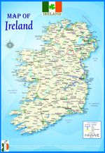 IRELAND map A3 geographical physical political atlas wall poster print