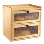 Wooden Bread Bin Double Layer – Large Bread Storage Box with Acrylic Front Door