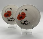 Wedgwood Bone China Susie Cooper Design Corn Poppy Cereal Bowls Pair  15.5cm