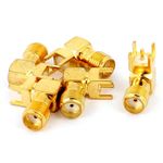 5pcs Gold Tone SMA Female to Male 90 Degree Solder PCB Mount RF Connector UK