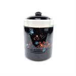 Vintage Stoneware Cookie Jar Crock 4-1/2 Quart Hand-Painted Floral Farmhouse