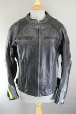 EVIRON BLACK, SILVER & YELLOW LEATHER BIKER JACKET WITH RACE HUMP 36"EXTRA SMALL