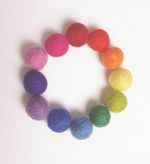 2cm Rainbow Felt Balls x36 Pom Poms Garland Baby Mobile Handmade 100% Wool UK