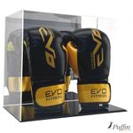 Boxing Glove Display Case - Double Portrait (With Mirror Backing) - Black Base