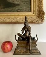Antique Large Bronze South Indian Statue Hindu Goddess Parvati Shakti Figurine
