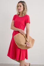 Seasalt Women's S/S April Dress Rustic Spot Raspberry