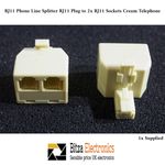 RJ11 Phone Line Splitter RJ11 Plug to 2x RJ11 Sockets Cream Telephone adaptor