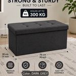 Dark Grey Tufted Folding Storage Ottoman with Lid 76x38x38cm 300kg