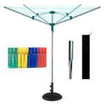 4 Arm Rotary Airer Outdoor Washing Line Clothes Dryer Ground Spike Cover Parasol