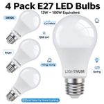 4 Pack E27 LED Bulb 13W 100W Equivalent 5000K Cool White 1200LM ES Screw Sale