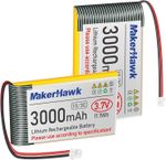 2PCS 3000mAh 3.7V Lithium Battery with Micro JST 1.25 Plug for Development Board