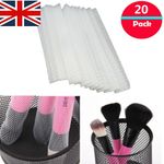 20 Pcs White Mesh Cosmetic Pen Brushes Make Up Sheath Net Protectors Cover  Sets