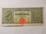 Italy Banca D'Italia 50 lire 1944 Banknote Note WWII World War II - circulated