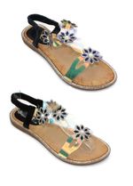 WOMENS FLAT ELASTIC STRAP SUMMER OPEN TOE DIAMANTE BEACH LADIES SANDALS SHOES