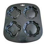 Original Kaiser 4-Hole Flower-Shaped Non-Stick Metal Muffin Pan Black. VGC