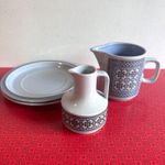 Hornsea Tapestry Milk Jug, Saucer, Side Plate and Oil/Vinegar Bottle Vintage 70s
