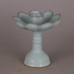 Chinese Song Ru Kiln Celadon Porcelain Lotus Shape Lamp 6.5 inch 莲花灯盏