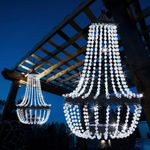 Outdoor Solar Powered Acrylic Crystal Chandelier Light Garden Meadow Cool White