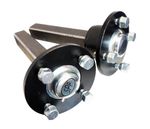 TRAILER STUB AXLES WITH 100MM PCD HUBS, SPP, HEAVY DUTY, WELD ON STYLE, DOLLY