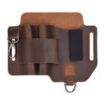 Leather Multitool Sheath EDC Leather Belt Organizer for Outdoor, Dark Brown