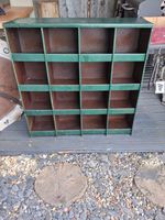 Vintage 1960s 1970s Steel Industrial 16 Large Compartments Pigeon Hole Cabinet