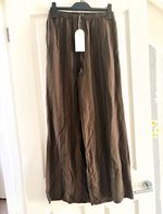 Toscana Moda Women’s Brown Striped Wide Leg Dress Pants Regular One Size