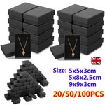 Pack of 20-100 Black Card Gift Jewellery Boxes Black Necklace Packaging Box Bulk