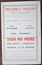 Piccadilly Theatre 1945"Sigh No More" Joyce Grenfell,Mantovani,Madge Elliott.