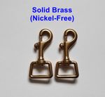 2 x SOLID BRASS 20mm Square Eye Trigger Clip Swivel Hook Dog Lead Horse Equine