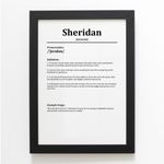 A4 PRINT - Sheridan - Funny Humorous Family Surname Definition