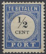Netherlands Stamps 1881 0.5c black and blue, Postage Due; SG D174; CV £550