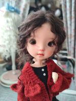 Handmade 16cm Wig 1/6 BJD Doll Soft Mohair Long Curly Hair Landoudou Girl Gift