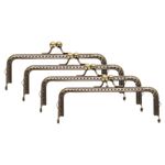 4Pcs Metal Purse Frame,5.9" Retro Rectangle Kiss Lock Clasp Frame,Bronze
