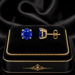 Yellow Gold Sapphire Earrings Solitaire Natural Stone 375 9 Carat New Boxed
