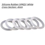 White 4mm Cross Section O-Ring Seals Washers Gasket, Food Grade Silicone Rubber