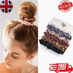 6 Pcs Satin Silk Scrunchies Elastic Hair Bands Scrunchy Bobbles Hair Ropes Rings