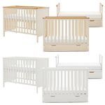 Obaby Evie MINI Cot Bed Cashmere or White - Toddler BED Optional Storage Drawer