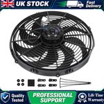 Fan Kit Electric 16 Inch 12 Volt With Mounts Reversible Flow Single Speed Black