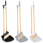 Long Handled Bamboo Tube Floor Dust Pan & Broom Brush Set Upright Sweeper 73cm