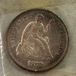 1872 S Seated Liberty Half Dime- MINT, Mark below Wreath BU